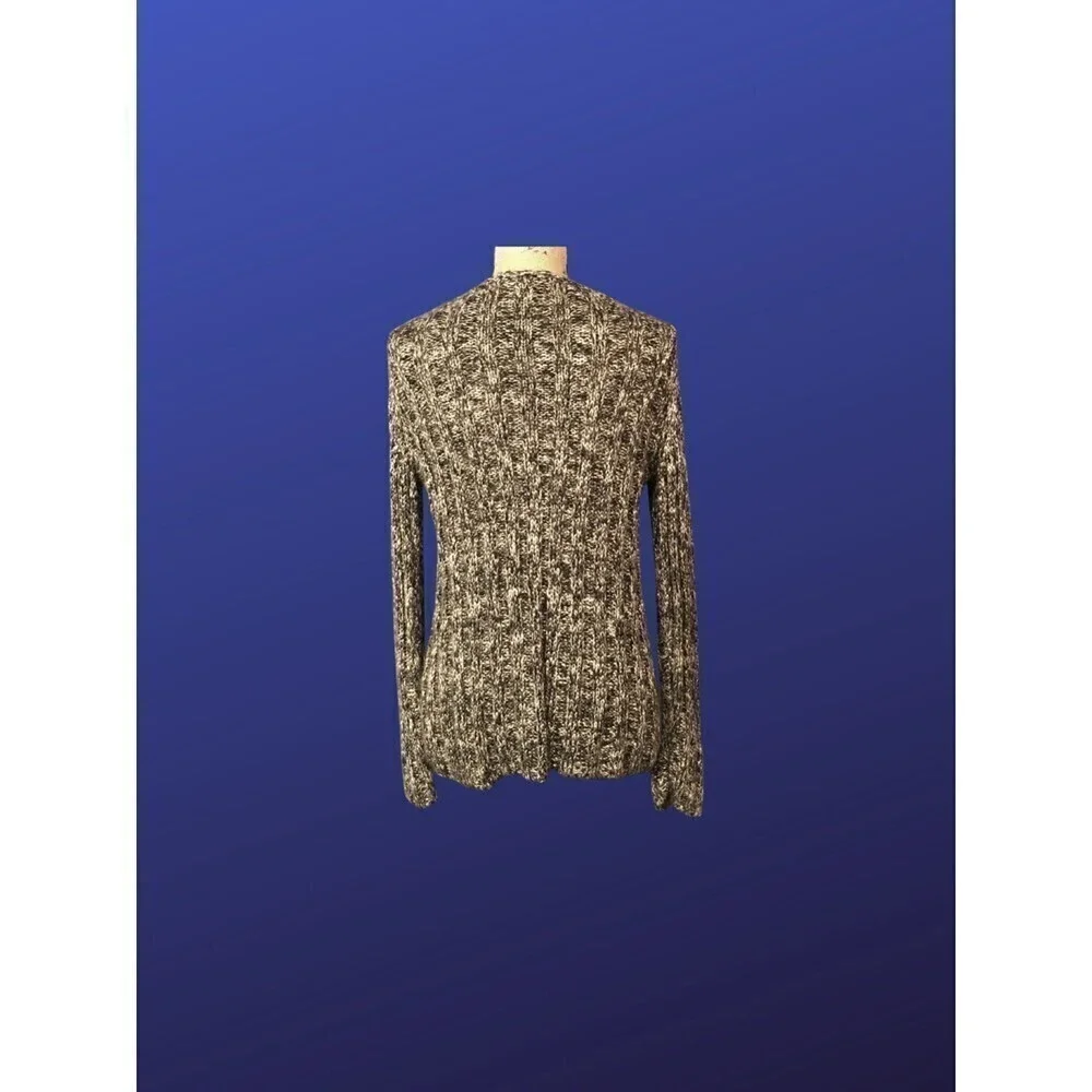 CHICO’S Pullover Knit “Fuzzy” V-Neck Sweater, BLACK/WHITE, Chico’s Size 2, EUC
